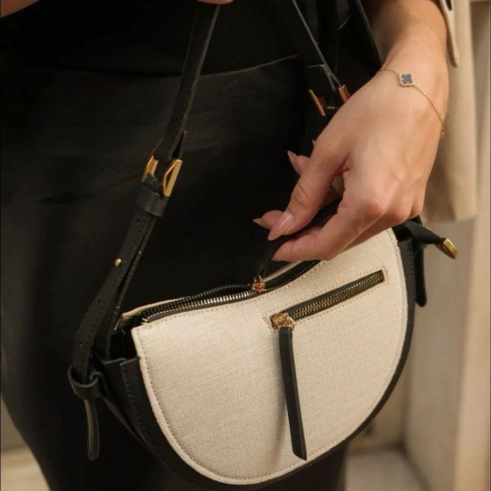 Zara | Canvas Crossbody Saddle Bag - Picture 6 of 9